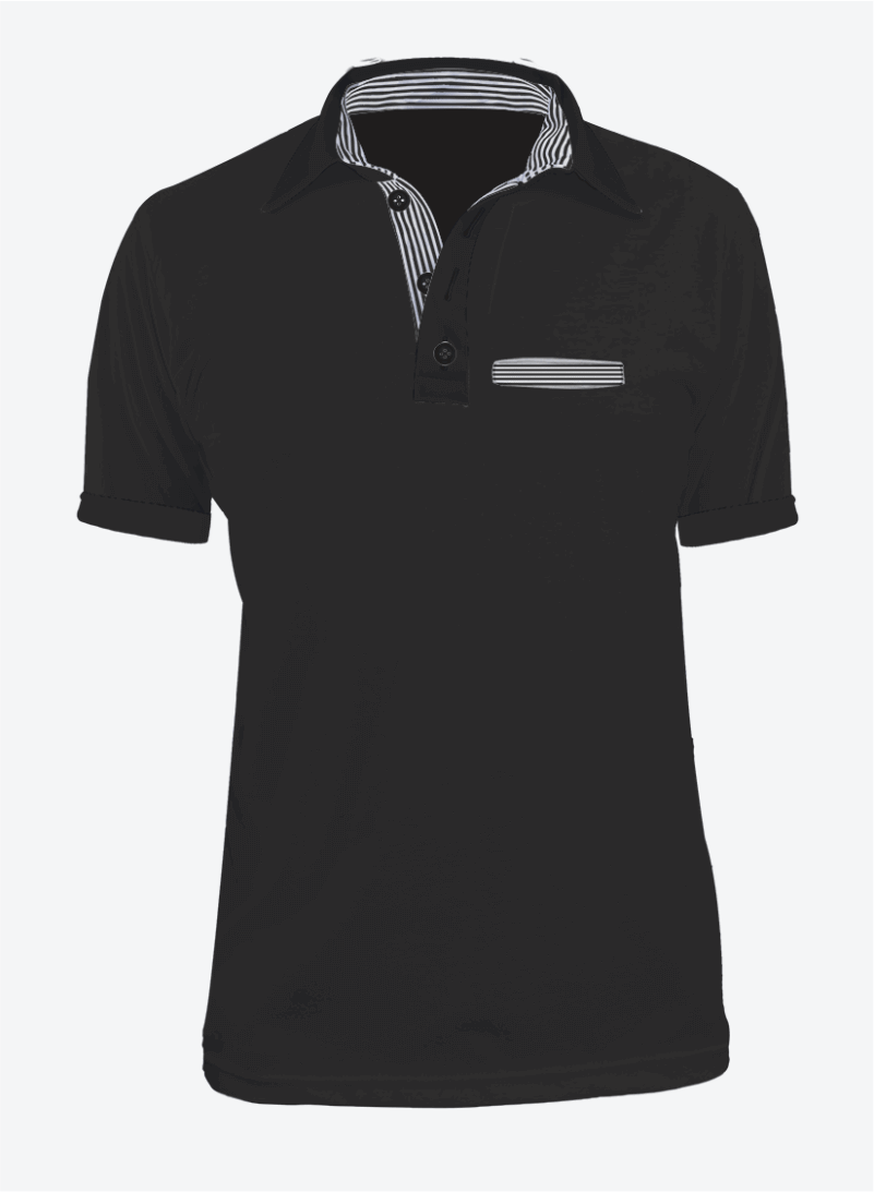 Camiseta Polo Lacoste Negro Cross Manga Corta para Hombre con Bolsillo y Perilla de Rayas