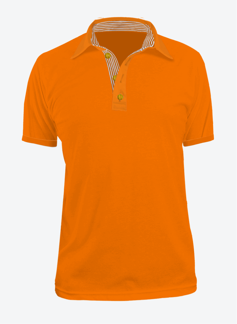 Camiseta Polo Polux Naranja 100 Poli ster Manga Corta para Hombre y Mujer con Perilla de Rayas